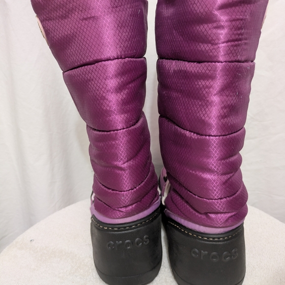 CROCS Pink-Purple Insulated Lace-Up Winter Boots - Picture 4 of 9
